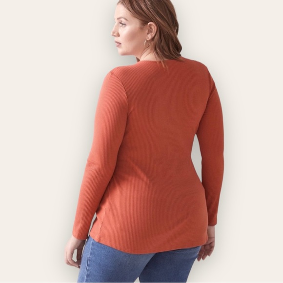 ADDITION ELLE - Tie-Front, D-Ring Ribbed Top, in Red Cinnabar - Picture 12 of 13